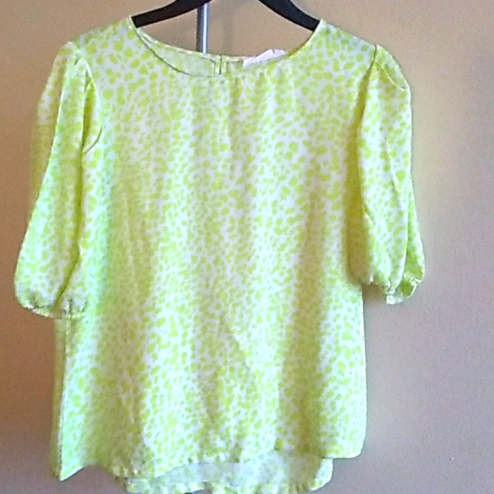Elodie Neon Green Leopard Print Blouse (M)